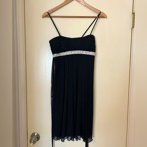 Black chiffon and rhinestone spaghetti strap dress